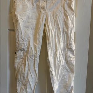 White House Black Market Cream Cargo Boyfriend Jeans - Light Cream